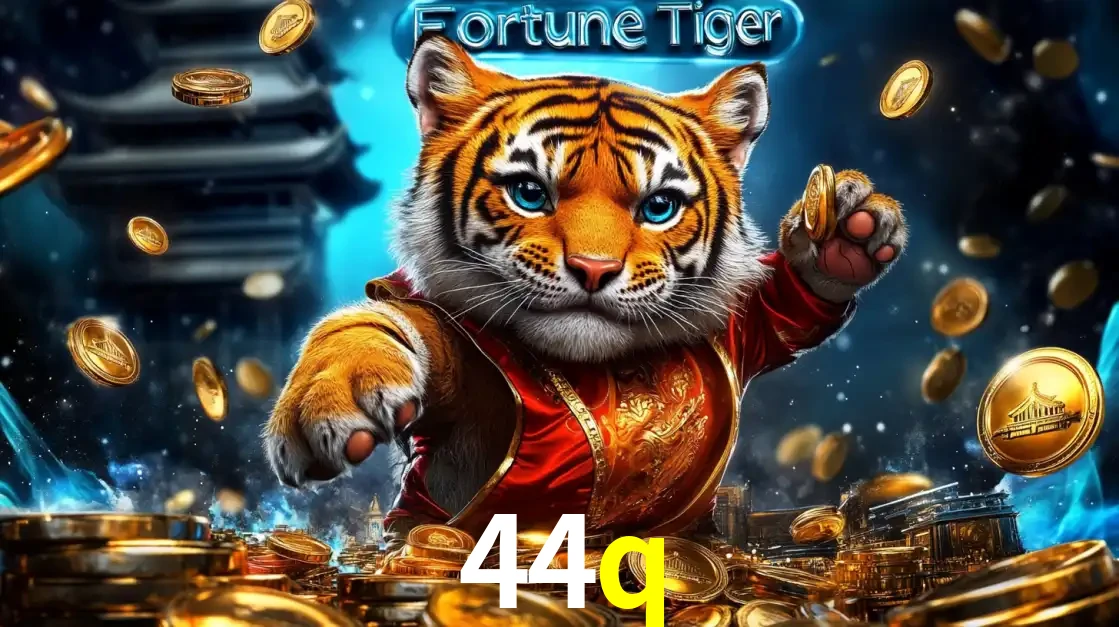 Imagem promocional do jogo de slot Fortune Tiger, com um tigre majestoso em traje tradicional cercado por uma fortuna em moedas de ouro, disponível agora no cassino 44q.